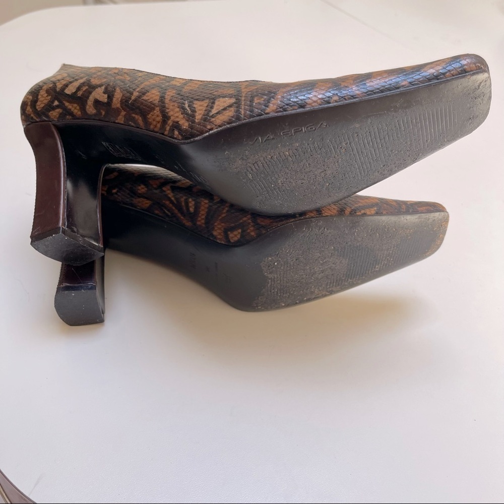 Via Spiga Brown Python Print Square Toe Womens 10… - image 7